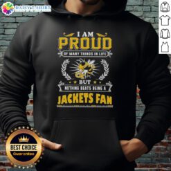 Alt Text: Georgia Tech Yellow Jackets fan hoodie with 'I Am Proud Of Many Things' slogan, showcasing team spirit and pride.
