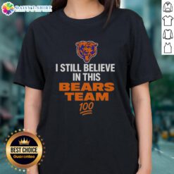 Official I Still Believe In This Bears Team Ladies Tee in navy blue, perfect for passionate Chicago Bears fans.