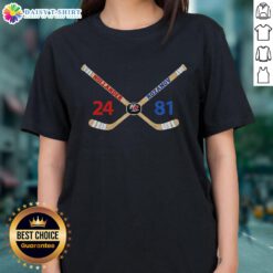 Official Ilya Rozanov and Shane Hollander rivalry inspired hockey love line ladies tee, featuring vibrant design and sporty style.