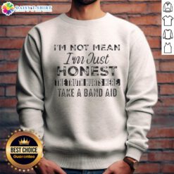 Alt Text: Comfortable sweatshirt featuring 'I'm Not Mean, I'm Just Honest' quote, perfect for casual wear and expressing honesty.