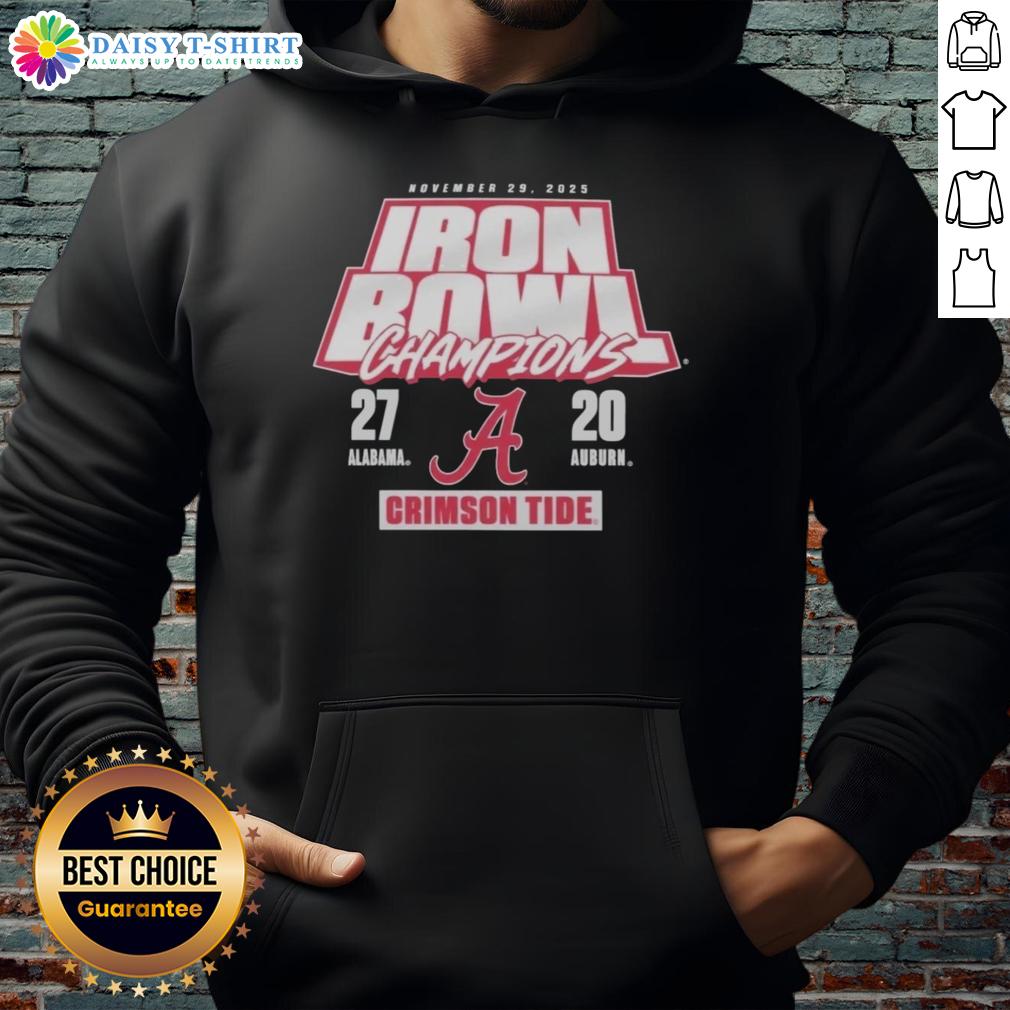 Alabama Crimson Tide hoodie celebrating 27-20 Iron Bowl victory over Auburn Tigers on November 29, 2025.