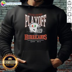 Alt Text: Original Miami Hurricanes 2025-2026 College Football Playoff Bound hoodie featuring team helmet design.