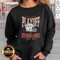 Original Miami Hurricanes 2025-2026 College Football Playoff Bound helmet sweatshirt in vibrant colors, showcasing team pride.
