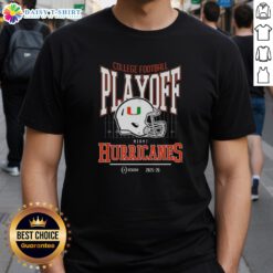 Original Miami Hurricanes 2025-2026 College Football Playoff Bound Helmet T-Shirt featuring vibrant team graphics.