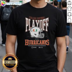 Original Miami Hurricanes College Football Playoff 2025-26 T-Shirt featuring team colors and logo, perfect for fans.