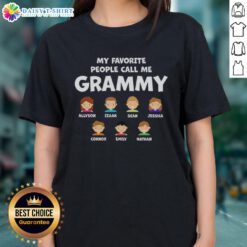 Original 'My Favorite People Call Me Grammy' tee featuring names Izaak, Sean, Jessica, Connor, Emily, and Nathan.