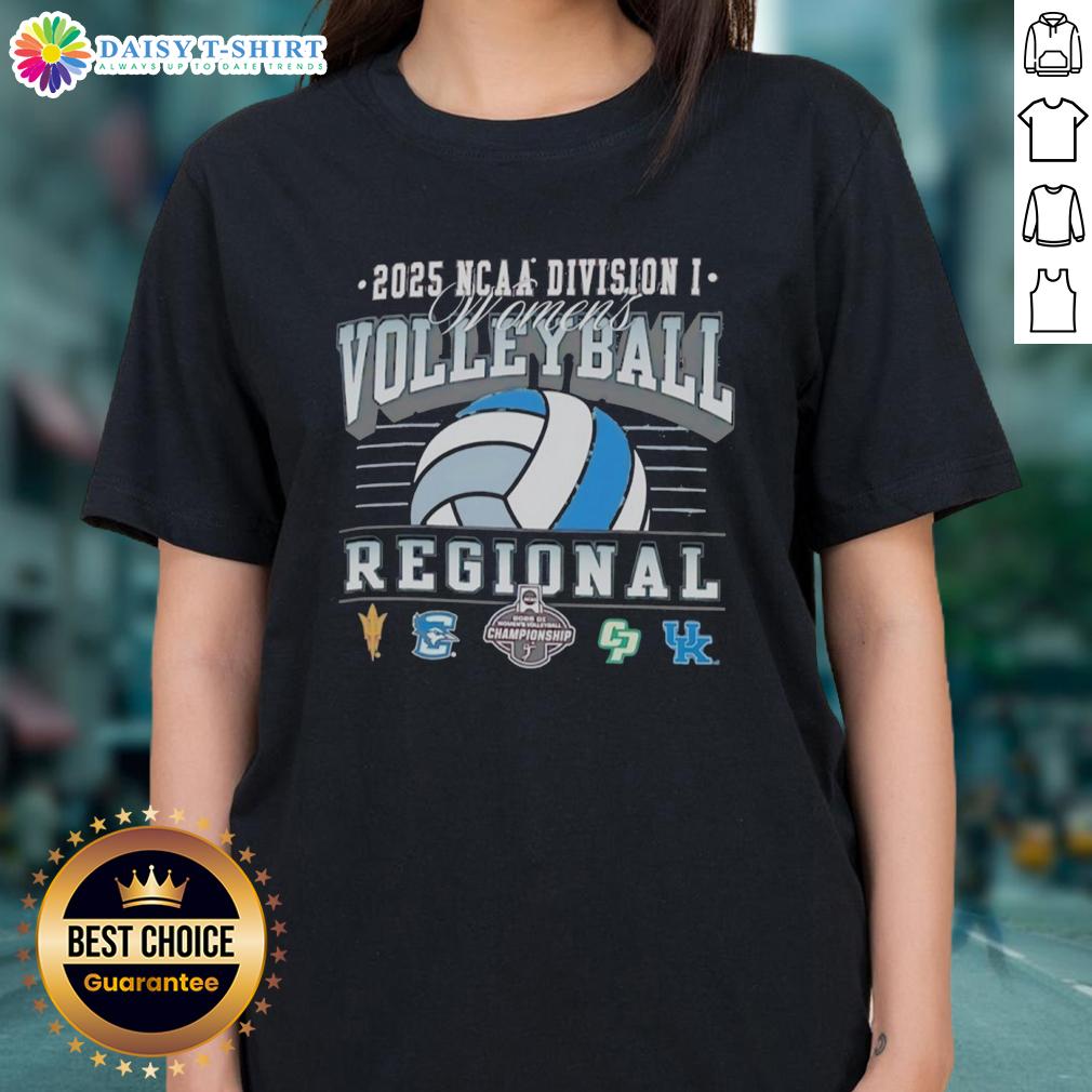 Original NCAA Division I Women's Volleyball Regionals tee featuring Arizona State, Creighton Bluejays, and Cal Poly logos.