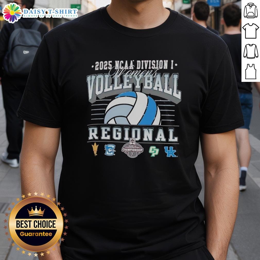 Original NCAA Division I Women's Volleyball Regionals T-Shirt featuring Arizona State, Creighton Bluejays, and Cal Poly logos.