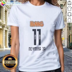 Original Neymar Jr. 11 CSU Santos FC Ladies Tee featuring vibrant design and team colors, perfect for soccer fans.