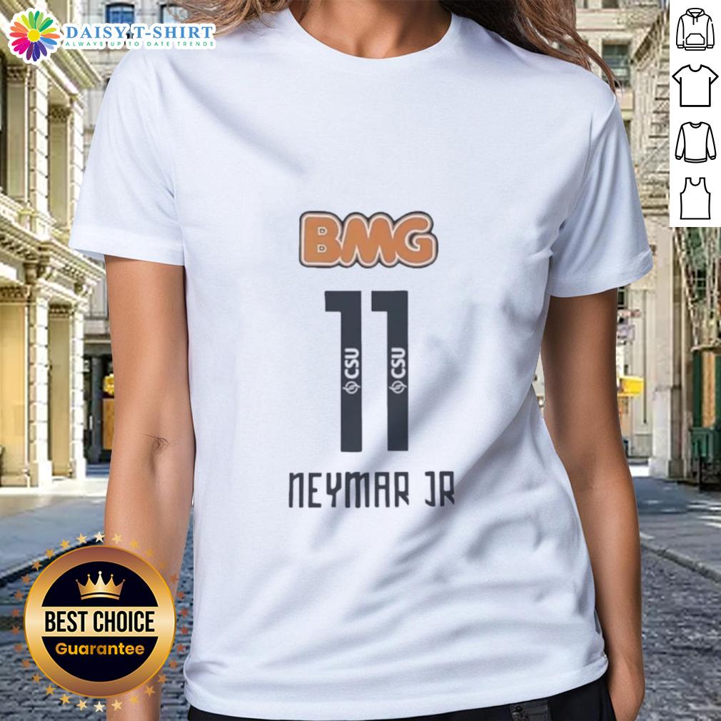 Original Neymar Jr. 11 CSU Santos FC Ladies Tee featuring vibrant design and team colors, perfect for soccer fans.