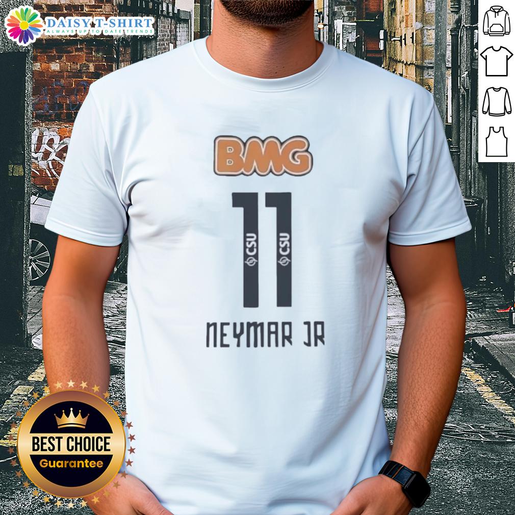 Original Neymar Jr 11 Csu Santos FC BMG T-Shirt featuring vibrant graphics and authentic team colors.
