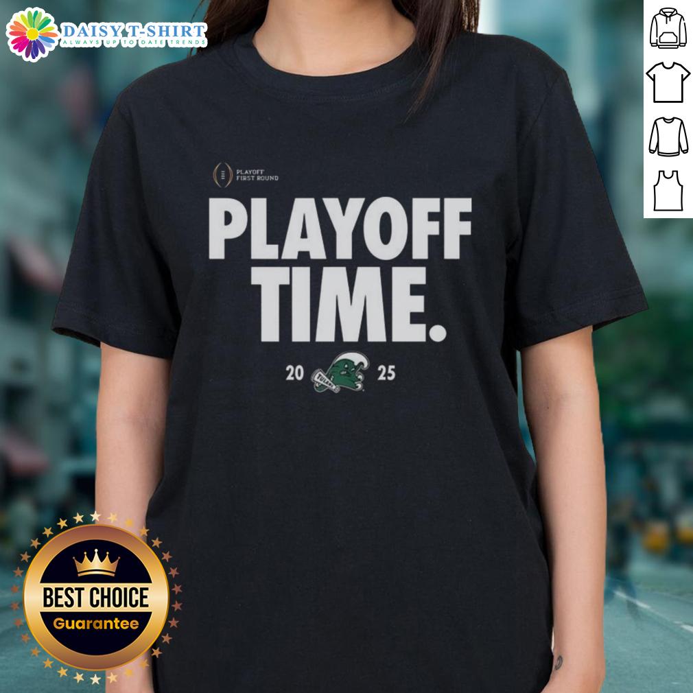 Alt Text: Original Tulane Green Wave Playoff Time logo on a women's tee, showcasing team spirit and style for fans.