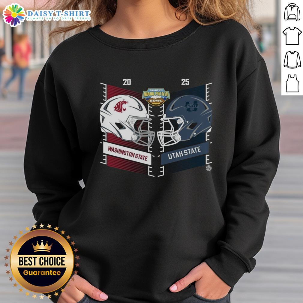 Alt Text: Original Washington State Cougars vs Utah State Aggies 2025 Famous Idaho Potato Bowl helmet sweatshirt design.