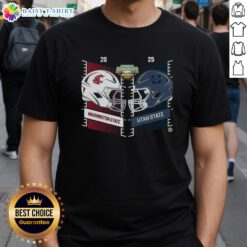 Original Washington State Cougars vs Utah State Aggies 2025 Famous Idaho Potato Bowl head-to-head helmet T-shirt design.