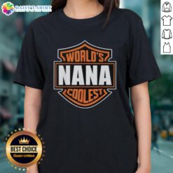 Matching family reunion ladies tee featuring 'World's Coolest Nana' design in vibrant colors, perfect for family gatherings.