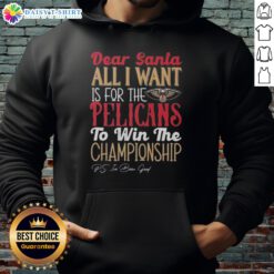 Alt Text: Premium Dear Santa, All I Want Is For The New Orleans Pelicans To Win The Championship hoodie in team colors.