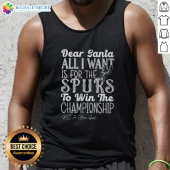 Alt Text: Premium Dear Santa tank top featuring San Antonio Spurs championship design for fans.