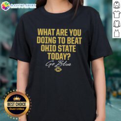 Premium Go Blue 2025 The Game tee featuring Ohio State Buckeyes vs Michigan Wolverines for ladies, perfect for game day.