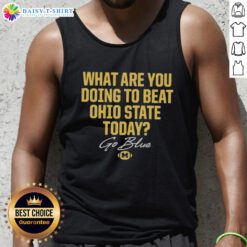 Premium Go Blue 2025 tank top featuring Ohio State Buckeyes vs Michigan Wolverines rivalry design for fans.