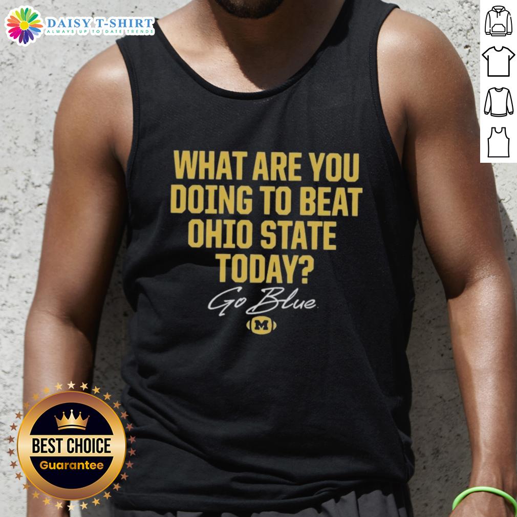 Premium Go Blue 2025 tank top featuring Ohio State Buckeyes vs Michigan Wolverines rivalry design for fans.