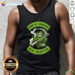 Premium Skull Son of Cannabis 420 Chapter Grim Reaper logo tank top featuring a bold graphic design for cannabis enthusiasts.