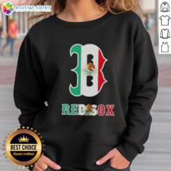 Stylish Boston Red Sox baseball sweatshirt featuring a vibrant Mexican flag design for sports and cultural fans.