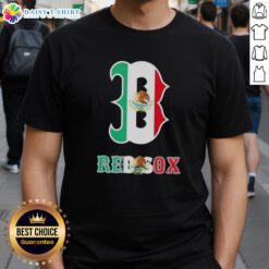 Pretty Boston Red Sox baseball tee featuring the Mexican flag design, perfect for fans celebrating both cultures.