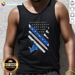 Pretty Detroit Lions Football X Teacher American Flag Tank Top featuring vibrant colors and a stylish design for fans.