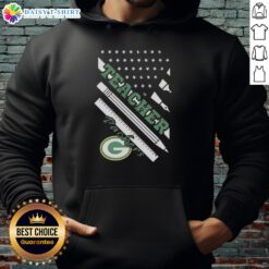 Pretty Green Bay Packers football hoodie with American flag design, perfect for teachers and fans alike.