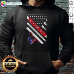 Pretty Houston Texans football hoodie for teachers featuring an American flag design, perfect for game day attire.