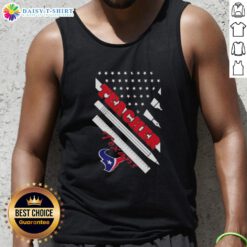 Alt Text: Stylish Houston Texans football tank top featuring an American flag design, perfect for teachers and fans alike.