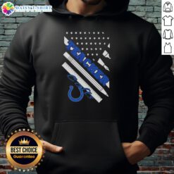Alt Text: Stylish Indianapolis Colts football hoodie featuring an American flag design, perfect for teachers and sports fans.
