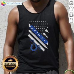 Alt Text: Stylish Indianapolis Colts football tank top for teachers featuring an American flag design, perfect for game day.