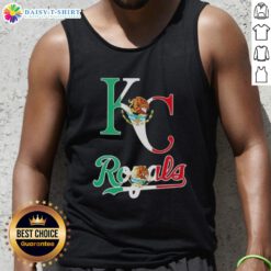 Alt Text: Kansas City Royals baseball tank top featuring a vibrant Mexican flag design, perfect for sports fans and cultural pride.