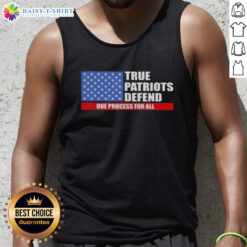 Pretty True Patriots defend due process in a stylish US flag tank top, perfect for patriotic events and casual wear.