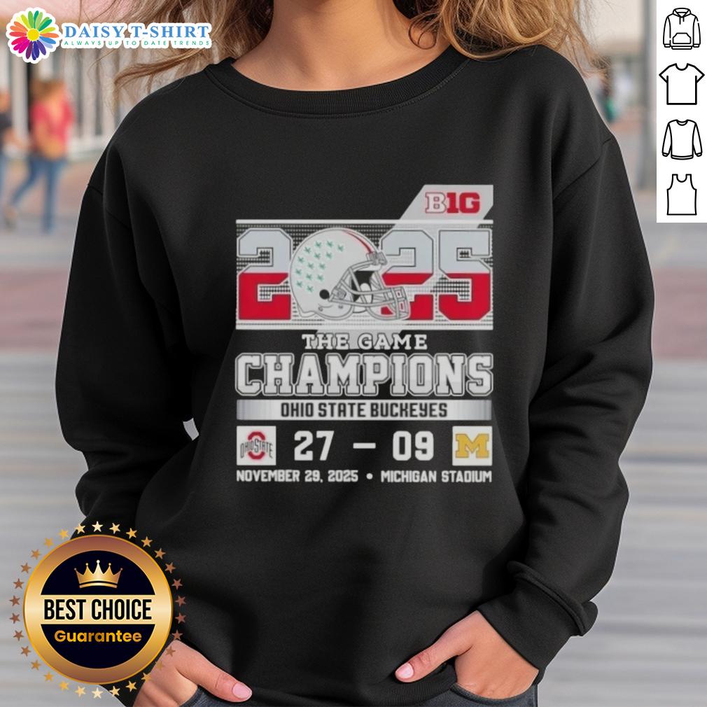 Alt Text: Ohio State Buckeyes sweatshirt celebrating Top Big Ten The Game champions at Michigan Stadium, showcasing team pride.