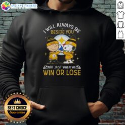 Charlie Brown and Snoopy wearing Pittsburgh Steelers hoodie: 'I Will Always Be Beside You, Not Just When We Win.'