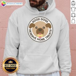 Cozy hoodie with 'Top Dogs Deserve More Treats' print, perfect for dog lovers and pet gift enthusiasts.