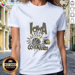 Top Iowa Hawkeyes Go Hawks Slam Ladies Tee featuring team colors and logo, perfect for female fans supporting Iowa sports.