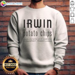 Cozy Top Irwin Potato Chips sweatshirt featuring a fun potato chip graphic, perfect for snack lovers and casual wear.