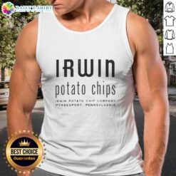Alt Text: Stylish Top Irwin Potato Chips tank top featuring vibrant graphics, perfect for casual wear and snack lovers.