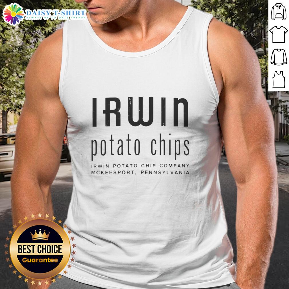 Alt Text: Stylish Top Irwin Potato Chips tank top featuring vibrant graphics, perfect for casual wear and snack lovers.