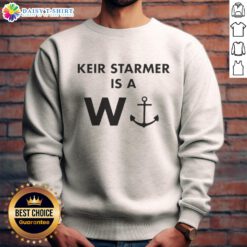 Top Keir Starmer Is A W Anchor Sweatshirt in navy blue, featuring bold text design, perfect for casual wear.