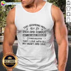 Grandma wearing a tank top with 'Priceless Grandchildren' slogan, celebrating love and family connections.