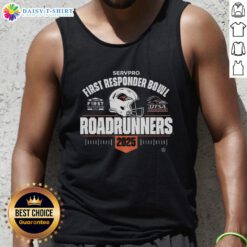 Top Utsa Roadrunners 2025 First Responder Bowl tank top design featuring vibrant colors and team logo.