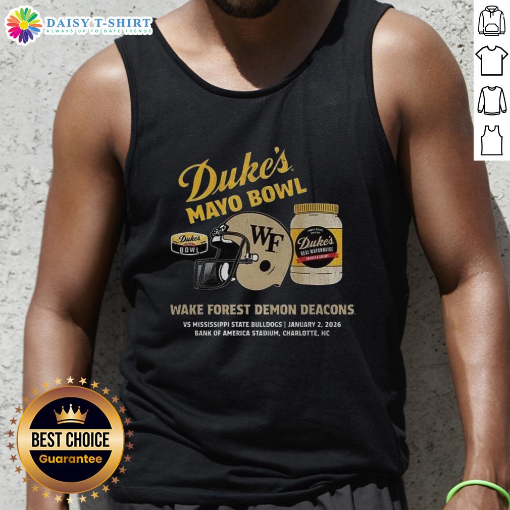 Stylish Top Wake Forest Demon Deacons 2026 Dukes Mayo Bowl tank top featuring team colors and logo.