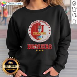 Awesome 2025 Big 10 Men's Football Champions Indiana Hoosiers sweatshirt in red with logo, perfect for fans.