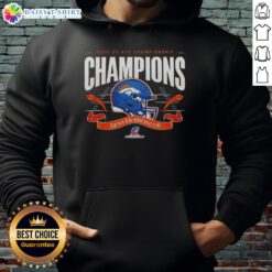 Awesome Denver Broncos AFC Championship Champions 2025-26 Big Helmet Center Hoodie displayed on a mannequin.