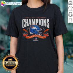 Alt Text: Awesome Denver Broncos AFC Championship Champions 2025-26 Big Helmet Center Ladies Tee showcasing team pride.