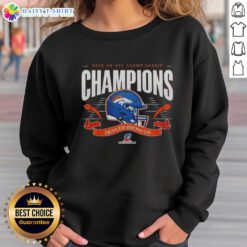 Alt Text: Awesome Denver Broncos AFC Championship Champions 2025-26 big helmet center sweatshirt featuring team colors and logo.